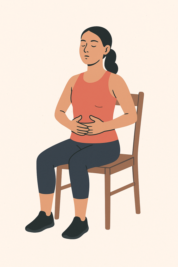Mujer respirando concentrada